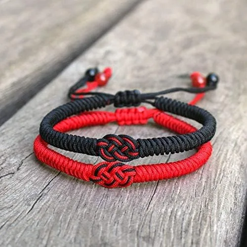 Vista 3 de RINHOO Forever Lovers - Juego de 2 pulseras de acero inoxidable con infinitos, cuerda trenzada de cuero, pulsera de muñeca ajustable de 7 a 9