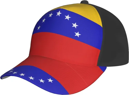 Vista 2 de Gorra de béisbol clásica unisex con estampado 3D de la bandera de Venezuela con cierre de presión ajustable