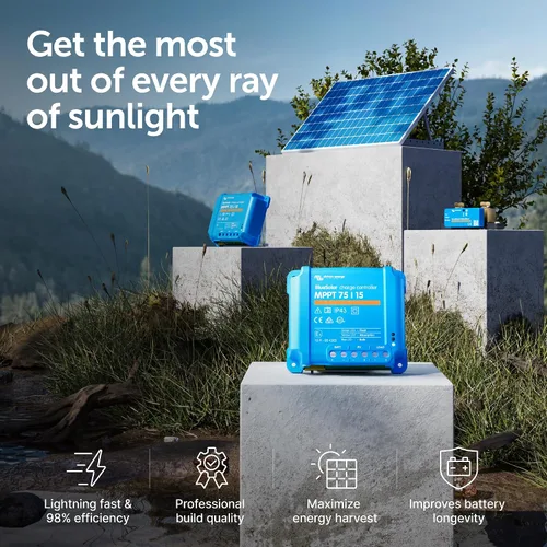 Vista 2 de Victron Energy BlueSolar MPPT Controlador de carga solar - Controladores de carga para paneles solares - 75V, 15 amperios, 12/24 voltios