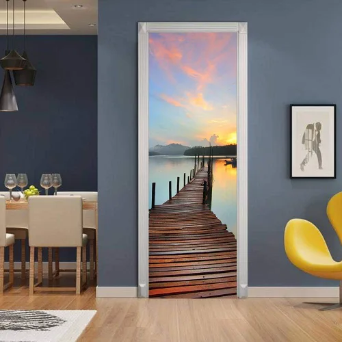 Vista 111 de Calcomanías 3D para puerta, murales para despegar y pegar, papel tapiz de caballo, calcomanías autoadhesivas extraíbles de PVC, impermeable, póster