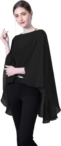 Vista 2 de Baoqiya Capa de gasa transparente capelets larga poncho para mujer talla grande