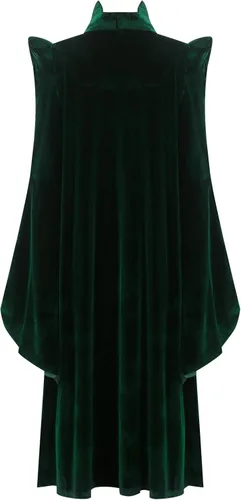 Vista 6 de CUSFULL Bata de bruja para mujer, capa de terciopelo verde, capa de maga, disfraz de hechicera, trajes de fiesta de Halloween