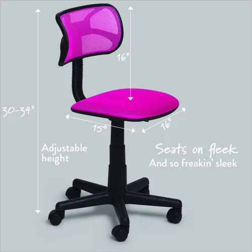 Vista 3 de Urban Shop - Silla de trabajo giratoria de malla, color rosa