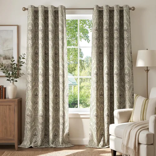 Vista 44 de jinchan Cortinas de lino texturizadas para oscurecer la sala de estar, 54 pulgadas de largo, cortinas de medallón para dormitorio, tratamientos