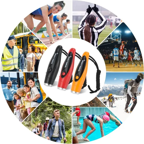 Vista 6 de Electronic Whistle 3 Pack, 3 Tones High Volume Handheld Electronic Whistles Electric Whistle with Lanyard Outdoor Sport Whistle for Coaches