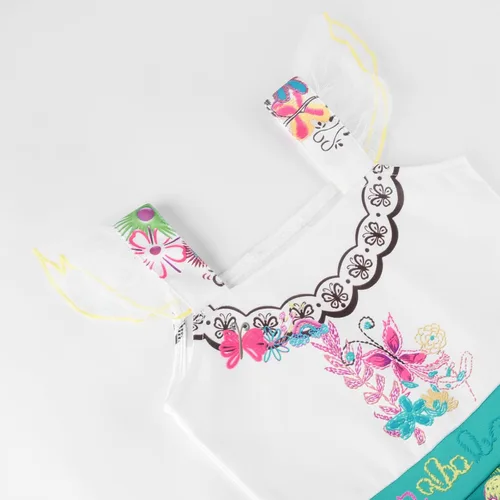 Vista 3 de Disfraz de princesa Encanto Mirabel Isabella para niñas, falda de cosplay de Halloween con bolsa