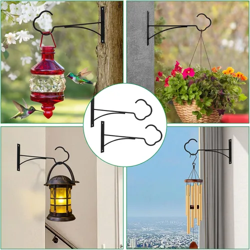 Vista 6 de SNAIL GARDEN Soporte para plantas colgantes, paquete de 2 perchas colgantes para plantas al aire libre con tornillos, ganchos de metal para plantas
