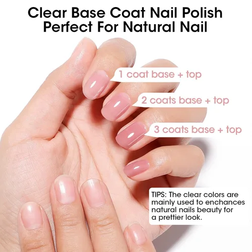 Vista 7 de GELLEN Corrector de Uñas Base Iluminador 4 en 1 Rosa Púrpura Empolvado, Fortalecedor de Uñas Malva Transparente de Otoño Relleno de Crestas