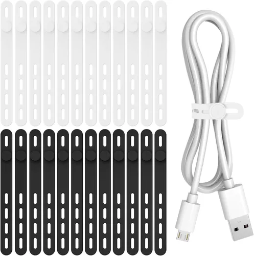 Vista 22 de Donruby 30 bridas de silicona para cables, correas organizadoras de cables Verde claro