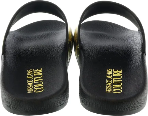 Vista 4 de Versace Jeans Couture Tobogán de piscina con patrón distintivo blancodorado para mujer