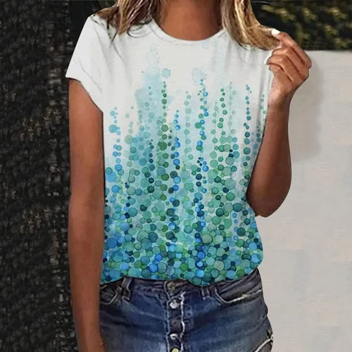 Vista 3 de Camiseta de moda para mujer, para el día de Pascua, casual, lindo estampado de conejo, camisa de moda de manga corta con cuello redondo