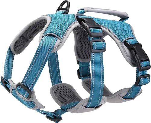 Vista 8 de Arnés de perro multiusos con soporte, arnés reflectante a prueba de escapes sin tirones ajustable con asa duradera, arnés para caminar para perros