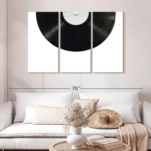 Vista 139 de Elephant Stock BW - Reproductor de discos de vinilo para pared, lienzo horizontal, decoración de pared de sala de estar de 3 piezas, impresión