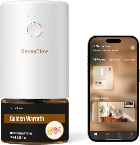 Vista 12 de Difusor de aceite esencial para el hogar, difusor inteligente de aromaterapia sin agua SF101S Pro, aroma de habitación con temporizador y aroma