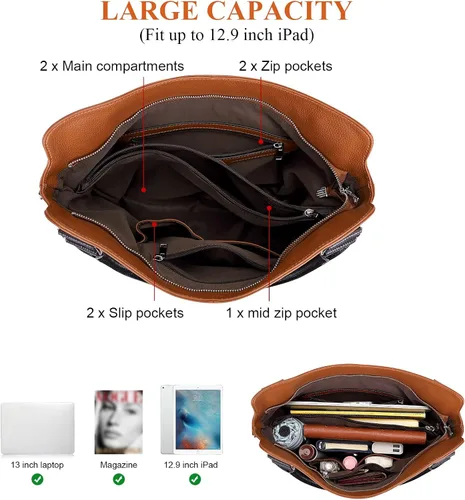Vista 6 de Over Earth Bolsos de cuero genuino para mujer, bolso de hombro Hobo para mujer