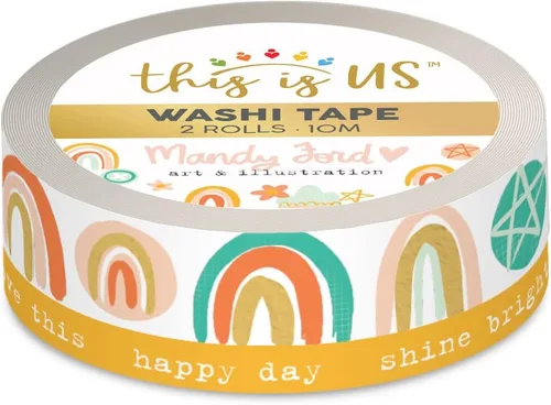 Vista 2 de Paper House Productions This is Us Mandy Ford - Juego de 2 rollos de cinta washi decorativa para álbumes de recortes y manualidades, inspiración