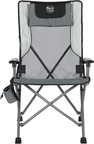 Vista 10 de TIMBER RIDGE Silla plegable de campamento para adultos, sillas plegables de aluminio con respaldo alto con organizador de tazas y reposacabezas