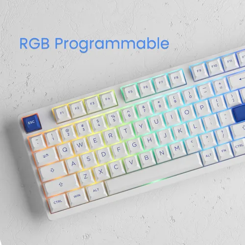 Vista 5 de Akko 3098N Teclado mecánico intercambiable en caliente con conectividad inalámbricaBluetoothcable de 2.4G y retroiluminación RGB personalizable