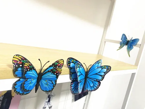 Vista 4 de 12PCS 3D mariposa nevera imanes pared etiqueta engomada hogar fiesta decoración azul