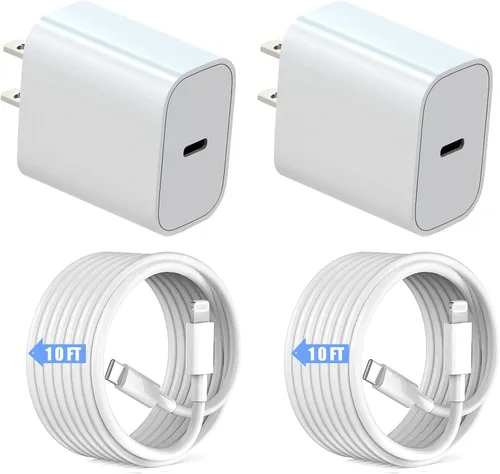 Vista 9 de Cargador para iPhone de carga rápida [certificado MFi] USB C con 2 cables USB C a Lightning de 6 pies, compatible con iPhone 14/14 Pro Max/13/13 Pro