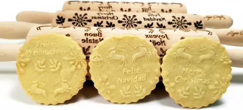 Vista 11 de Rodillo en relieve para galletas de Navidad, pan de jengibre, shortbread (Ángeles de Navidad)