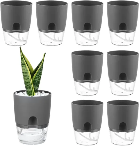 Vista 23 de Macetas de riego automático para plantas de interior, macetas para exteriores, paquete de 3 macetas de riego automático de 6 pulgadas, macetas