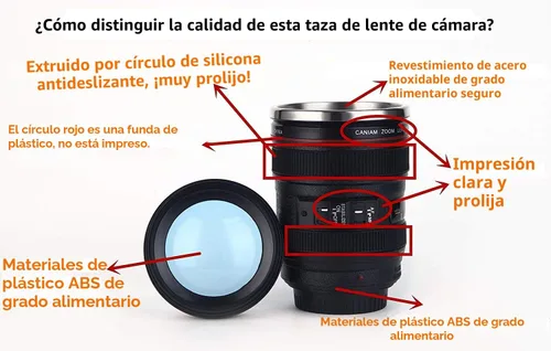 Vista 7 de Taza de café con diseño de lente de cámara Chasing Y, taza con forma de lente de cámara, divertidas tazas de café con lente de cámara de acero
