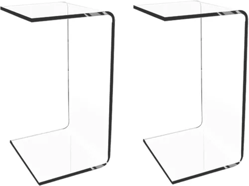Vista 15 de Mesa auxiliar acrílica, mesa auxiliar de acrílico, mesa de centro transparente/mesita de noche para sala de estar, balcón, dormitorio, espacio