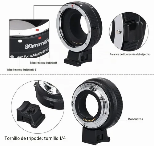 Vista 3 de Commlite CM-EF-EOS M Adaptador de montaje de lente de enfoque automático para lente EF/EF-S a Canon EOS M (montaje EF-M) Anillo convertidor de lente