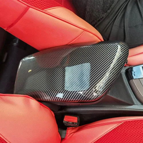 Vista 3 de para BMW X1 X2 F39 F48 2016-2023 Cubierta de reposabrazos central de fibra de carbono para interior del automóvil, caja de consola, caja