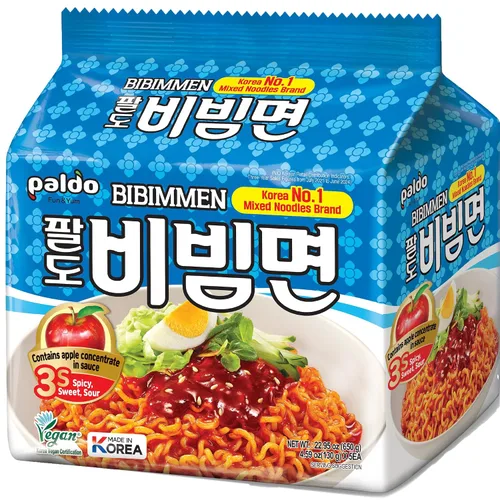 Vista 2 de Paldo Fun & Yum Volcano - Fideos instantáneos de pollo salteado extremadamente calientes y picantes, paquete de 16, Ramyun coreano original sin