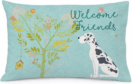Vista 75 de Caroline's Treasures BB7625PILLOWCASE - Funda de almohada decorativa de tela con texto en inglés "Welcome Friends" Airedale Terrier estándar
