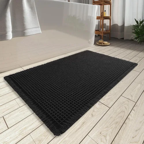 Vista 52 de Alfombra de baño mejorada con diseño de gofres, absorbente y antideslizante Negro