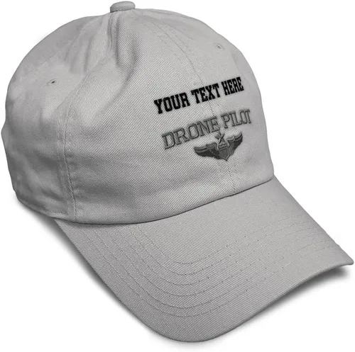 Vista 8 de Gorra de béisbol suave, dron, piloto, gris, bordado, insignias, ovnis, algodón, para papá veterano, sombreros para hombres y mujeres Aqua Design Only