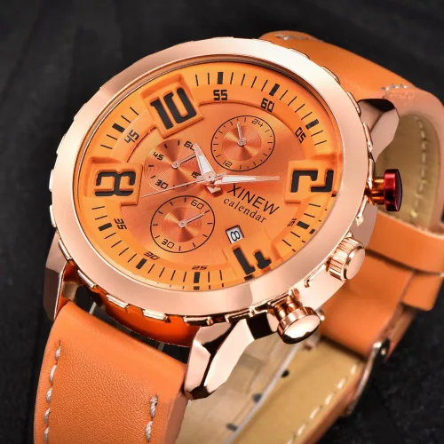 Vista 2 de COOKI - Reloj de pulsera analógico de cuarzo para hombre, de acero inoxidable, con calendario, de lujo, #NA