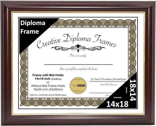 Vista 39 de Creative Picture Frames Marco para Diploma de Caoba con Borde Dorado de 12x16 pulgadas con Vidrio y Paspartú Negro y Colgadores de Pared Instalados