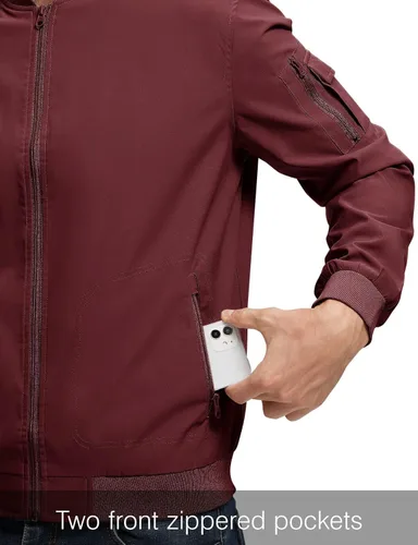 Vista 6 de Rdruko Chaqueta Bomber Ligera para Hombre Cazadora Cortavientos Casual Elegante a la Moda