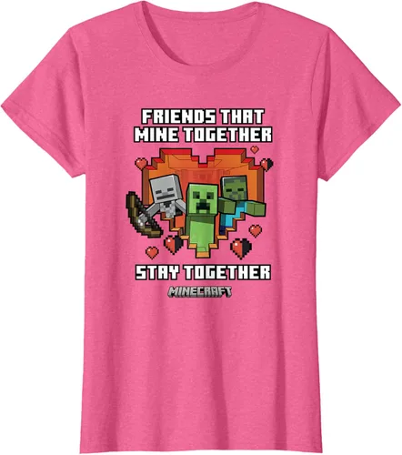 Vista 16 de Minecraft Camiseta de San Valentín Friends That Mine Together Mobs, Negro