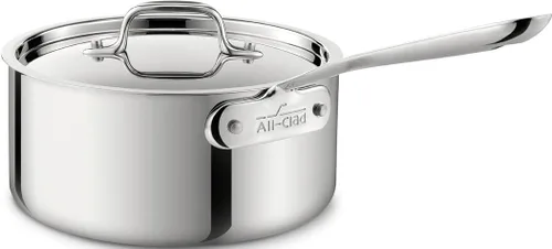 Vista 11 de All-Clad D3 Cacerola de Acero Inoxidable de 3 Capas 1 Cuarto Inducción Horno Gratinador Seguro 600F Ollas y Sartenes, Utensilios de Cocina Plateado
