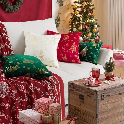 Vista 9 de Topfinel Juego de 2 fundas de almohada de Navidad de 12 x 20 pulgadas, fundas de almohada lumbar doradas, fundas de almohada lumbar, fundas de Crema