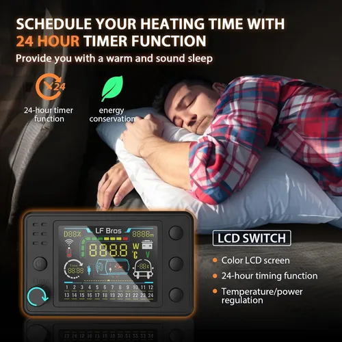 Vista 3 de LF Bros Calentador diésel de 110V/12/24V 5KW con temporizador, calentador de espacio de estacionamiento diésel todo en uno para espacios pequeños