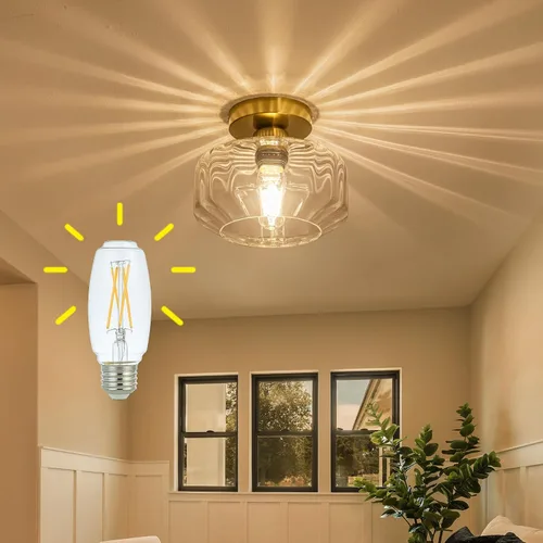 Vista 16 de Lámpara de techo empotrada de vidrio ahumado con LED de 1200 lúmenes, color negro champán dorado de 8.66 pulgadas, accesorio clasificado para Negro