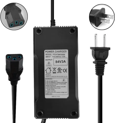 Vista 4 de Cargador de Batería de 84V 3A para Paquete de Batería de Litio Li-ion de 20S 72V con Enchufe de 3 Agujeros