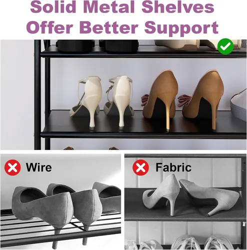 Vista 5 de Zapatero plegable de 4 niveles sin montaje, organizador de zapatos plegable sin instalación, estantes portátiles de metal sólido para armario