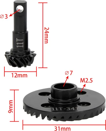 Vista 3 de DKKY TRX4 Engranajes Diff 11T 34T para Traxxas TRX4 Reemplazo #8279