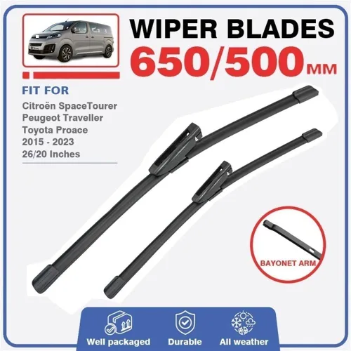 Vista 2 de Juego de limpiaparabrisas delantero de automóvil compatible con Citroen SpaceTourer Peugeot Traveller Toyota Proace 2015-2023
