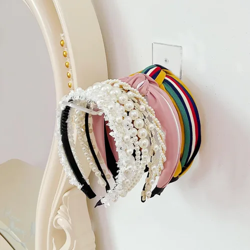Vista 7 de Bigfety Soporte para diadema de acrílico para pared, paquete de 3 unidades, organizador transparente para colgar diademas para niñas y mujeres