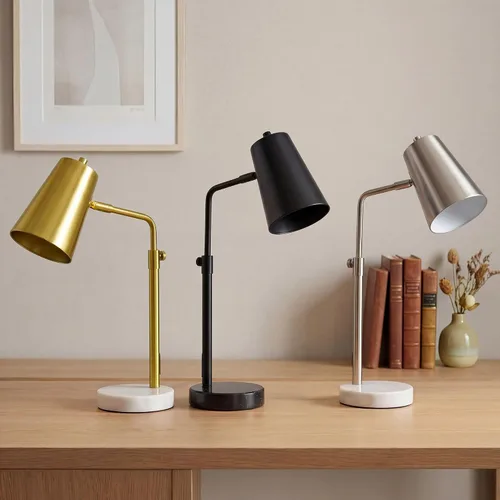 Vista 8 de VONLUCE Lámpara de escritorio dorada con bombilla LED ajustable, lámpara