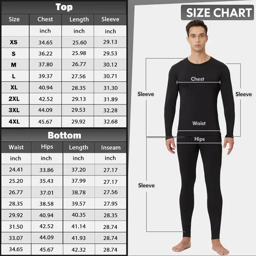 Vista 6 de CL convallaria Long Johns Thermal Underwear for Men Soft Fleece Lined Base Layer Cold Weather Bottom Top Set XS-4XL