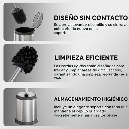 Vista 6 de ToiletTree Products Escobilla de inodoro con tapa, elegante cepillo y soporte para inodoro, juego de cepillos para inodoro con base pesada, cepillo